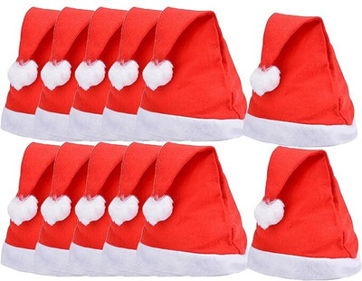 Sesonby Solid Santa Cap Cap(Pack of 12)
