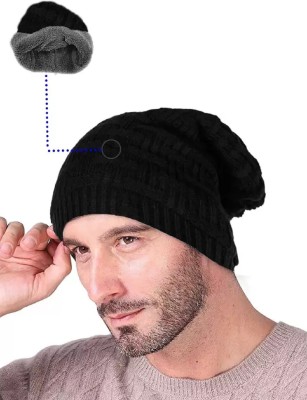 EDENSCOPE Woven, Solid, Self Design Beanie Cap