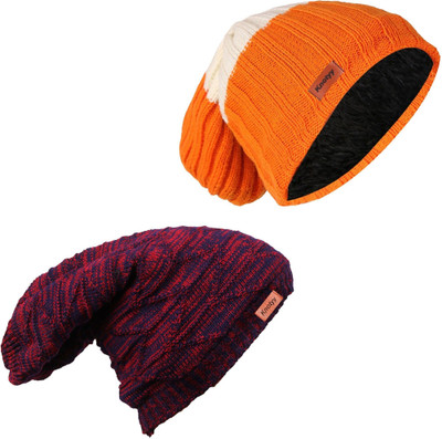 Knotyy Solid Beanie Cap(Pack of 2)