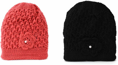 TRUE INDIAN Solid Beanie Cap(Pack of 2)