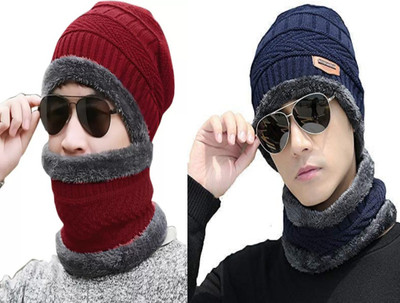 SMART SEWINGERS Woven Beanie Cap(Pack of 2)