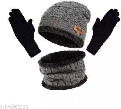 Black Camel Woven Beanie Cap