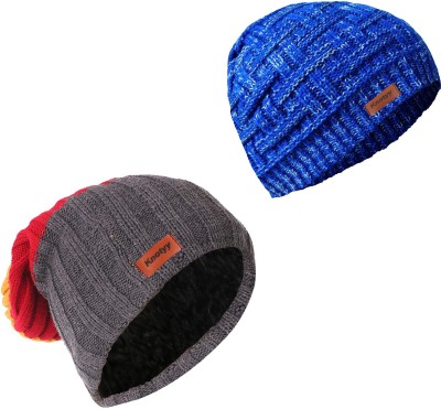 Knotyy Solid Beanie Cap(Pack of 2)