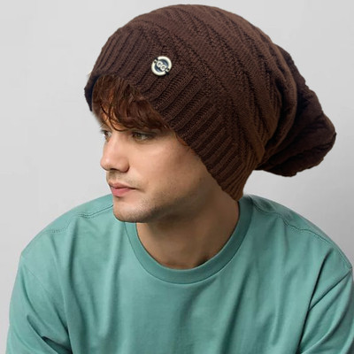 TRUE INDIAN Solid, Self Design Beanie Cap