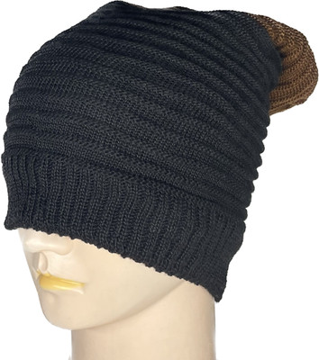Wool N Fool Striped, Woven, Self Design Beanie Cap