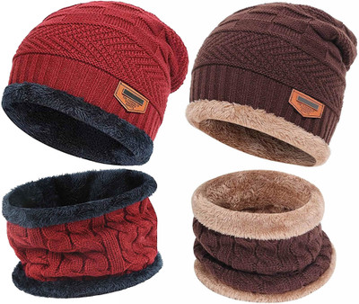 Femies Solid Beanie Cap(Pack of 2)