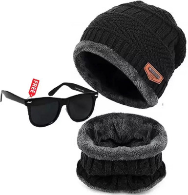 Vitota Self Design Beanie Cap(Pack of 3)
