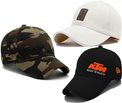 CLASSYMESSI Solid, Self Design, Embroidered Sports/Regular Cap Cap(Pack of 3)