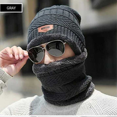 EDENSCOPE Woven, Solid, Self Design Beanie Cap(Pack of 2)