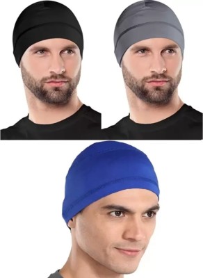 plutoprom Outdoor Essentials Skull Cap for Running, Skiing, Cycling,Fits Under Helmets Solid Skull Cap Cap(Pack of 3)