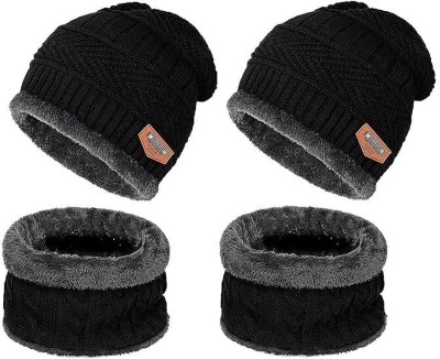 Redclip Solid Beanie Cap(Pack of 2)