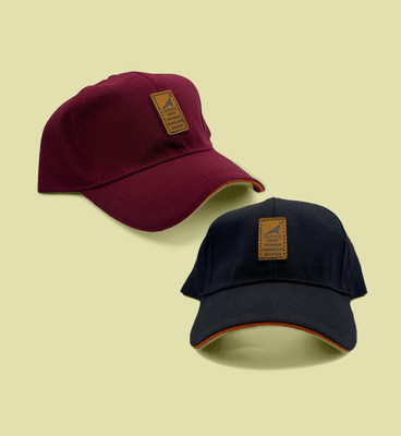 ALAMOS Printed, Self Design, Solid Sports/Regular Cap Cap(Pack of 2)