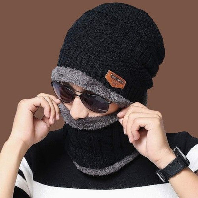 GUNGUN Self Design Beanie Cap(Pack of 2)