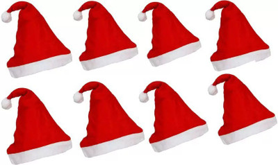 KUSUMCART Solid Santa Cap Cap(Pack of 8)