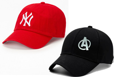 blutech Embroidered, Self Design, Solid Sports/Regular Cap Cap(Pack of 2)