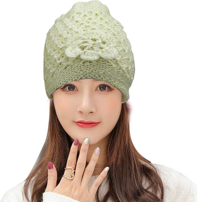 TRUE INDIAN Self Design, Solid, Woven Beanie Cap