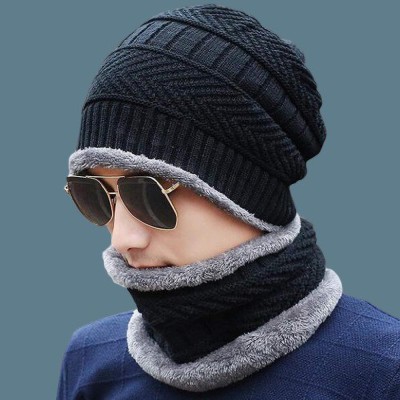 YIMK Self Design Beanie Cap(Pack of 2)