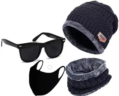 CLASSYMESSI Self Design Beanie Cap(Pack of 3)