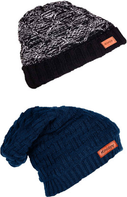 Knotyy Solid Beanie Cap(Pack of 2)