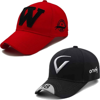CLASSYMESSI Solid, Self Design, Embroidered Sports/Regular Cap Cap(Pack of 2)