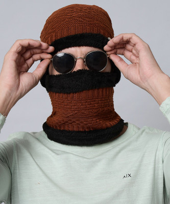 QUIN FLETCHER Mens combo (Cap + Muffler ) Solid Beanie Cap(Pack of 2)