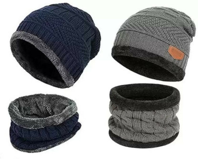 SHORTCUT Embellished Beanie Cap(Pack of 4)