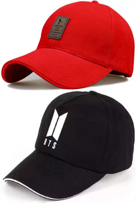 ZSAN Self Design, Solid Sports/Regular Cap Cap(Pack of 2)