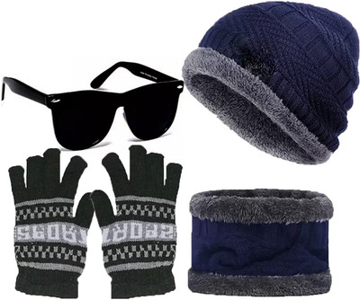 FLEXCY Beanie Cap(Pack of 3)