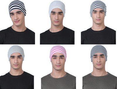 nene Striped Skull Cap Cap(Pack of 6)