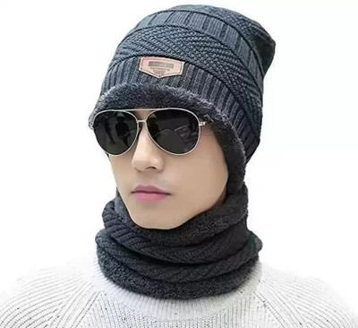 BAYEMA Solid Beanie Cap(Pack of 2)