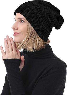 GM Galaxy Woven, Self Design, Solid, Applique Beanie Cap(Pack of 2)