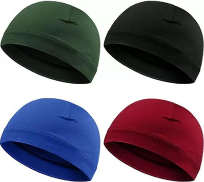 Caiuse Solid Skull Cap Cap(Pack of 4)