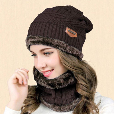 GLAMHOOD Self Design Beanie Cap(Pack of 2)