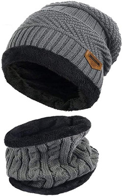 Siya Shine Self Design Beanie Cap(Pack of 2)