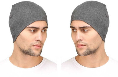 GZJPQXZO Solid Skull Cap Cap(Pack of 2)