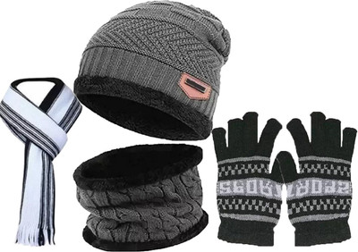 FLEXCY Beanie Cap(Pack of 3)
