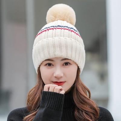 Highever women's cute winter woolen caps double layers ( warm cotton inside ) Woven Beanie Cap