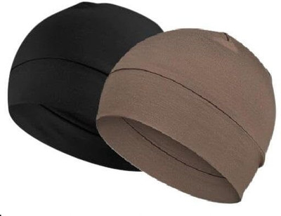 HEENA HOSIERY Solid Skull Cap Cap(Pack of 2)