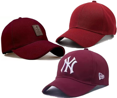 FD FLORIDA Embroidered, Solid, Self Design Sports/Regular Cap Cap(Pack of 3)