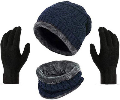 TruFlair Woven Beanie Cap(Pack of 3)