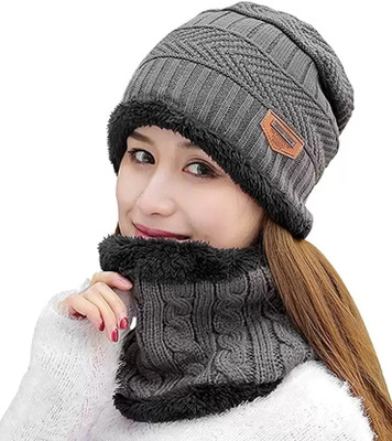 MOKD Embroidered Beanie Cap(Pack of 2)