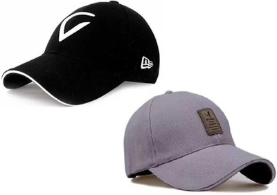 selloria Embroidered, Self Design, Solid Sports/Regular Cap Cap(Pack of 2)