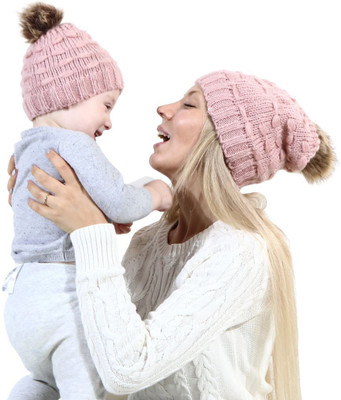 IBA ISBA COLLECTIONS Woven, Self Design Beanie Cap(Pack of 2)