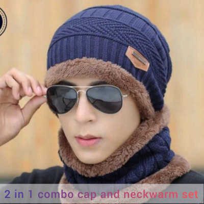 vactly Checkered, Solid, Striped, Woven Monkey Cap Cap(Pack of 2)