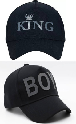 b for u Self Design, Solid, Printed Sports/Regular Cap Cap(Pack of 2)