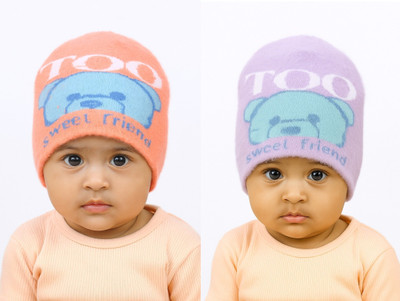 KRIP KROP Self Design Beanie Cap(Pack of 2)