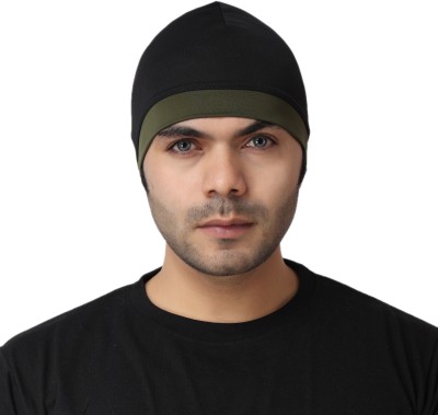 Run India Solid, Self Design Skull Cap Cap