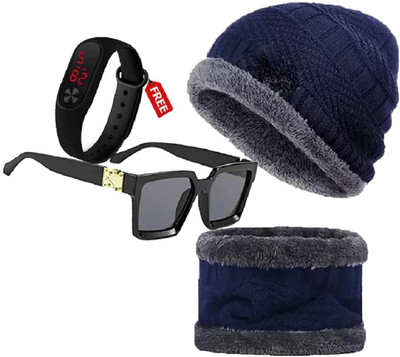 FLEXCY Beanie Cap(Pack of 3)