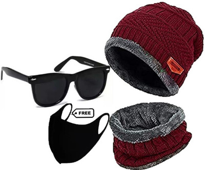 CLASSYMESSI Self Design Beanie Cap(Pack of 4)