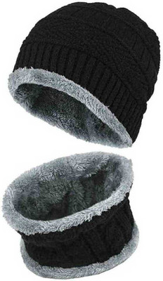 Dcmr Woven, Solid, Self Design Beanie Cap(Pack of 2)
